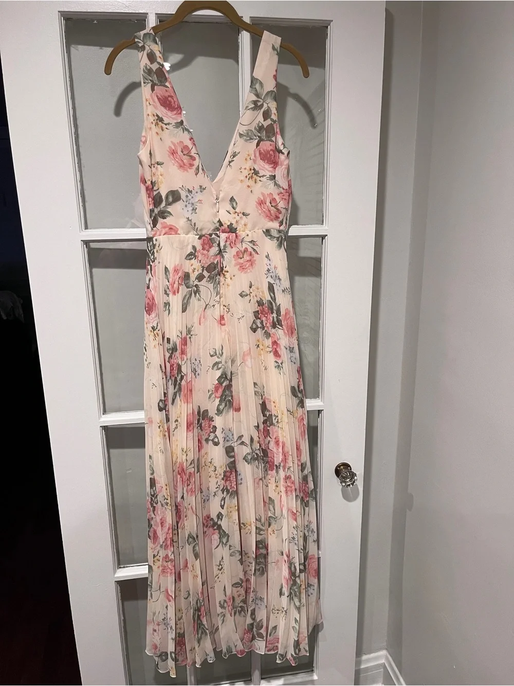 NWOT Abercrombie Pastel Floral Pleated Chiffon Maxi Sleeveless Dress Sz XS Tall